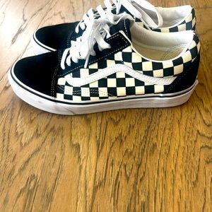 Vans Old Skool Black White Primary Check Chess Trainers Shoes Mens 7.5 Womens 9